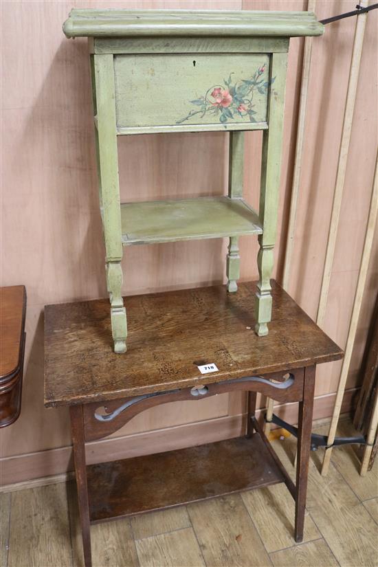 A two tier table and a bedside table W.70cm and W.48cm